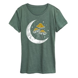 Women's - Instant Message - Crescent Moon With Mushrooms Short Sleeve Graphic T-Shirt - 1 of 4