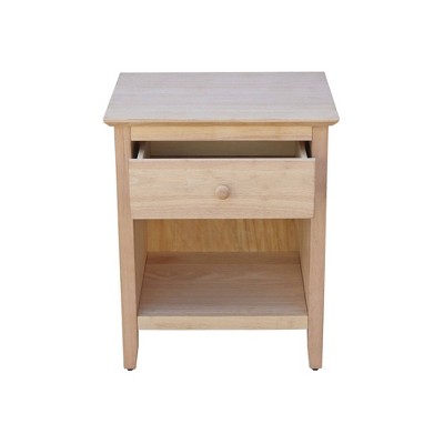 Light Wood 1-Drawer Nightstand with Tapered Legs