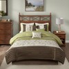 Lyngins 7-Piece Transitional Comforter Set – Red/Brown/Ivory, Polyoni Fabric with Embroidery, Hypoallergenic, Queen Bedding Set - 4 of 4