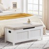 Whizmax Storage Chest, Upholstered Storage Trunk with 2 Safety Hinges, Storage Bench, Flip-Top Toy Chest for Entryway, Bedroom, Living Room, White - 4 of 4