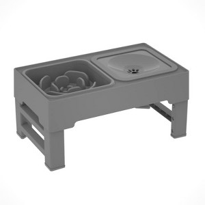 Dog Bowls, Stainless Steel Elevated Feeding Station with Slow Feeder - Adjustable Heights Raised Bowls for Dogs Cats, Black - 1 of 4