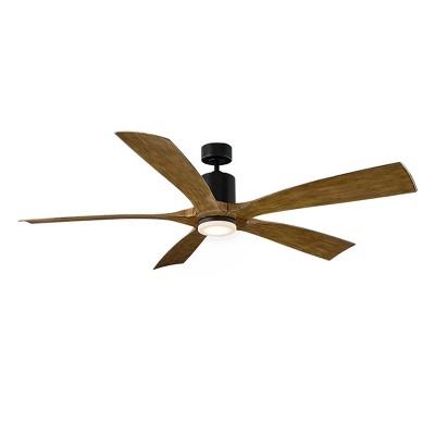 Aviator 70" Matte Black and Distressed Koa Smart Ceiling Fan