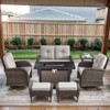 Belord 43" Propane Fire Pit Table Set Patio Furniture Set with Glider Loveseat, Brown Wicker Deep Seating Patio Swivel Rocker Glider Chairs - 3 of 4