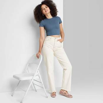 Women's High-Rise Curvy Straight Jeans - Wild Fable™ Cream