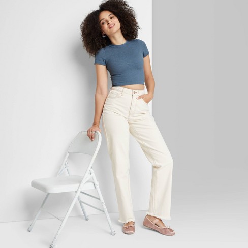 Women's High-rise Curvy Straight Jeans - Wild Fable™ Cream : Target