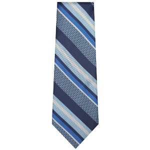 TheDapperTie Men's Blue And White Stripes Necktie with Hanky - 1 of 3