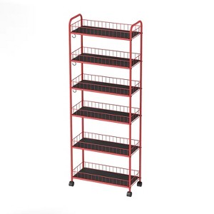 MaseiKar 6 Tier Storage Cart,Metal Kitchen Rolling Cart with Lockable Wheels & Baskets,10" Slim Storage Shelf for Kitchen,Bathroom,Laundry,Small Space - 1 of 4