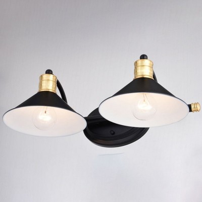 Akron Black and Brass 2-Light Steel Vanity Fixture