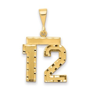 Black Bow Jewelry 14K Yellow Gold, Varsity Collection, Medium D/C Pendant Number 12 - 1 of 4