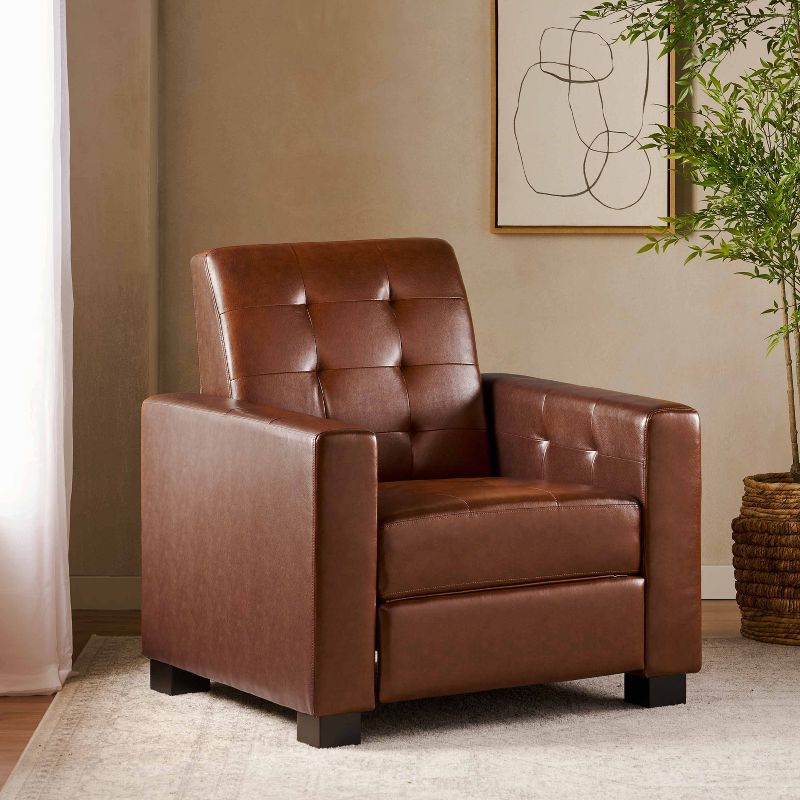 Craigue Contemporary Tufted Faux Leather Pushback Recliner - Christopher Knight Home, 3 of 11