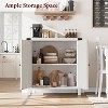 Jojoka Farmhouse Sideboard Buffet Cabinet, Small Storage Cabinet w/ 2 Doors and Adjustable Shelves, Accent Entryway Console Cupboard for Living Room - 4 of 4
