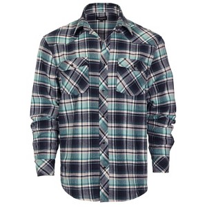 Gioberti Men's Western Brushed Flannel Plaid Checkered Shirt w/ Snap-on Button - 1 of 4