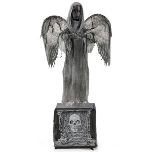 Costway 5.5ft Halloween Animatronic Decoration Animated Praying Angel Statue with Light Up Eyes & Shaking Wings - 1 of 4