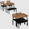 Dining Table Set for 4, Sturdy Wooden Kitchen Table with Metal legs, 1 Upholstered Bench & 2 Classic Dinner Chairs, Kitchen and Dining Set - 4 of 4