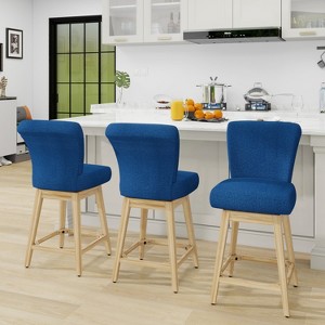 Dyonery Solid Wood Swivel Counter Upholstered Bar Stool 26.8" Height Set of 2 Barstools with Back & Arms for Kitchen Island,Home Bar - 1 of 4