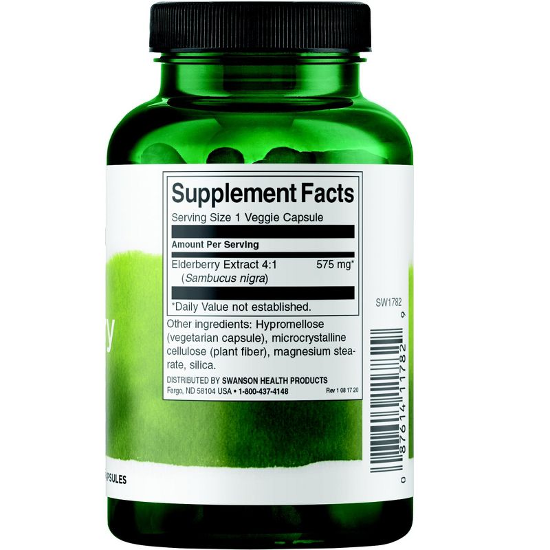 Swanson Herbal Supplements Sambucus Elderberry Extract 575 mg Capsule 120ct, 2 of 7