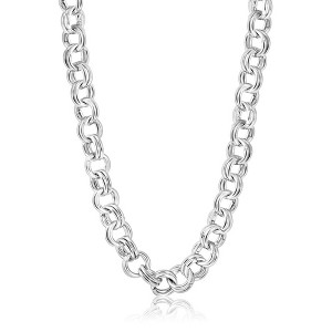 Pompeii3 Men's Steel Single Tone 10mm Double Circle Link Flexible 22 " Necklace - 1 of 3