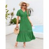 Womens 2025 Summer Lace Lotus Leaf Short Sleeve Maxi Dress V Neck Long Flowy Dresses - 2 of 4