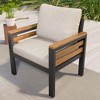 5-Person 4-Piece Outdoor Sofa Set with Acacia Wood Armrests, Removable Cushions, and Solid Wood Coffee Table,Patio Conversation Set - 2 of 4