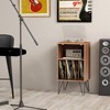 Costway 3-Tier Record Player Stand with Charging Station Shelf & 4 Dividers for Bedroom Walnut/Black/Brown - 2 of 4