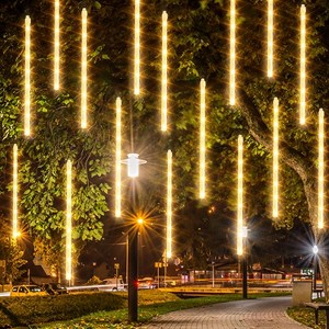 Dazzle Bright 864 LED Meteor Shower Rain Lights 11.8 Inch 24 Tubes Christmas Light Decorations Warm White - 1 of 4