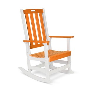 Aoodor Outdoor Rocking Chair, HDPE Slatted Porch Rocker with Armrests, All-Weather Design for Outdoor or Indoor - 1 of 4