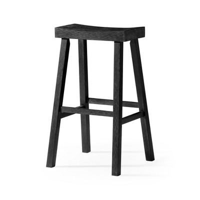 HomeRoots 31" Black Solid Wood Backless Bar Height Bar Chair
