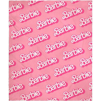 Mattel Barbie Logo On Repeat Soft Cuddly Plush Fleece Throw