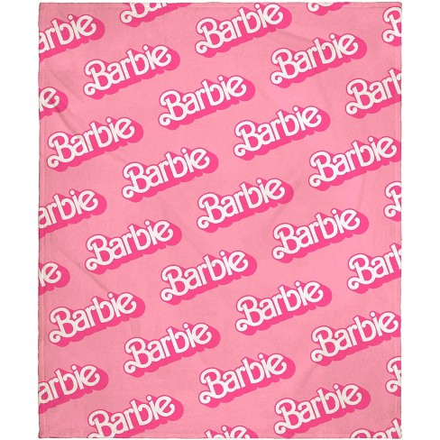 Mattel Barbie Logo On Repeat Soft Cuddly Plush Fleece Throw