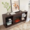 Wooakway 3D Fireplace TV Stand with LED Lights Wood with USB Charging Outlet Modern Television Table Center for TV - 3 of 4