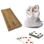 WE Games 7 Inch Travel Cribbage Set - Solid Hardwood Board with Cards and Bag