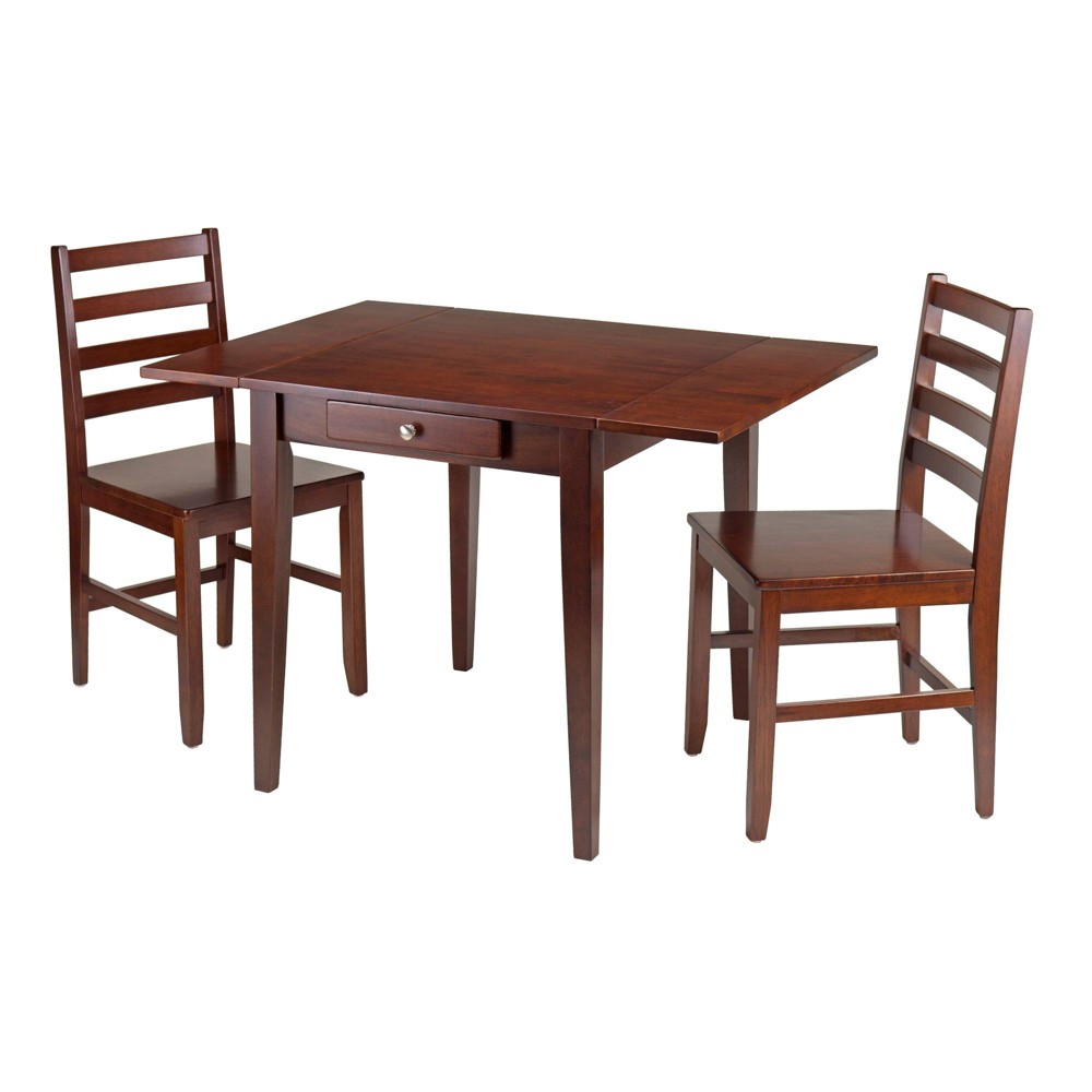 Photos - Dining Table 3pc Hamilton Drop Leaf  with Ladder Back Chairs Wood/Walnut 