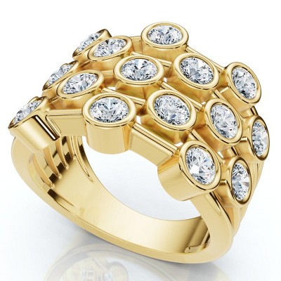 Pompeii3 1 1/2Ct Multirow Bezel Diamond Right Hand Ring 10k Gold Lab Created