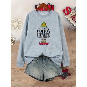 Coolmee Women Christmas Sweatshirt Long Sleeve Shirts Crewneck Print Holiday Pullover Tops Blouse - 1 of 4