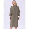INSPIRE CHIC Womens Nightgown Cotton Stripe Long Sleeve Built-in Bra Pattern Round Neck Winter Midi Sleepwear Nightdress - 4 of 4