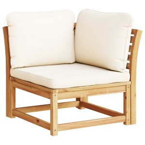 vidaXL Patio Sofa Corner - Cushions Outdoor Furniture - Acacia Wood - 28.7"x28.7"x25.6" - Cream White - 1 of 4