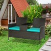 Outsunny Patio Wicker Conversation Furniture Set, Outdoor Garden Rattan 2-Seater Chair, Modern Loveseat w/ Cushions & Tempered Glass Top Coffee Table - 3 of 4
