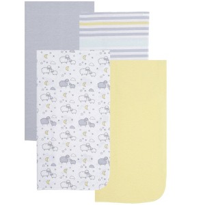 EVERYDAY KIDS 4-Pack Flannel Receiving Blankets – Soft Swaddle Set for Newborns with Mommy/Baby Sheep, Moon, Striped Pattern, Solids - 1 of 4