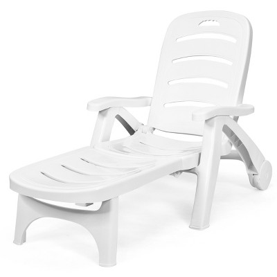 Tangkula Outdoor Chaise Lounge Chair 5-Position Folding Recliner for Beach Poolside Backyard