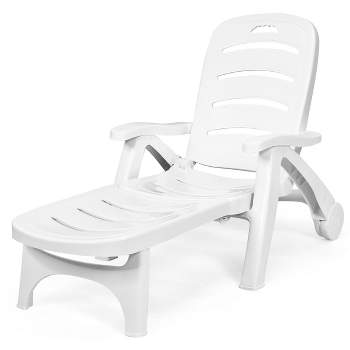 Tangkula Outdoor Chaise Lounge Chair 5-Position Folding Recliner for Beach Poolside Backyard