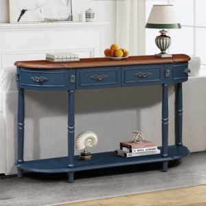 52" Retro Console Table with Solid Wood Frame, 2 Drawers and Open Shelf,Entryway or Sofa Table for Hallway or Living Room-Maison Boucle - 1 of 4