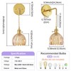 POWLIG 24.88-in 1-Light Amber Gold Adjustable Wall Sconce with Tulip Glass Shade - 3 of 4