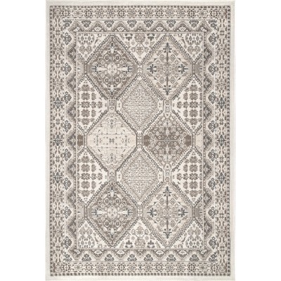 Beige Synthetic 3' x 5' Traditional Tile Easy-Care Area Rug