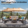 XIZZI 15FT Heavy-Duty Outdoor Market Umbrella W/Sandbags, Patio All-Weather Sandbag Umbrella (Standard/Upgraded/Flagship) - Dark Gray/Khaki/Dark Blue - 4 of 4