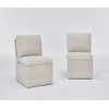 Modern Beige Linen Upholstered Dining Chairs Set of 2,Armless Dining Chairs with Casters and Hidden Storage for Living Room Kitchen-Cuddlewood - 3 of 4
