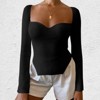Coolmee Women's Ribbed Knitted Sweater Long Sleeve Square Neck Crop Slim Fitted Basic Pullover Tops - 3 of 4