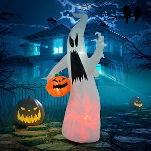 ACEPANO 70.80 in. H Halloween Inflatable Outdoor Ghost Decoration with Pumpkin For Garden, Lawn, Party & Festival-White - 1 of 4