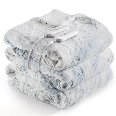 GustoWave Heated Blanket Throw - Thick Cotton Velvet & Soft Tufted Blanket with Controller, Fast Heating & Machine Washable