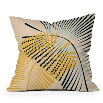 Mirimo Two Palm Leaves Outdoor Throw Pillow Yellow/Cream - Deny Designs