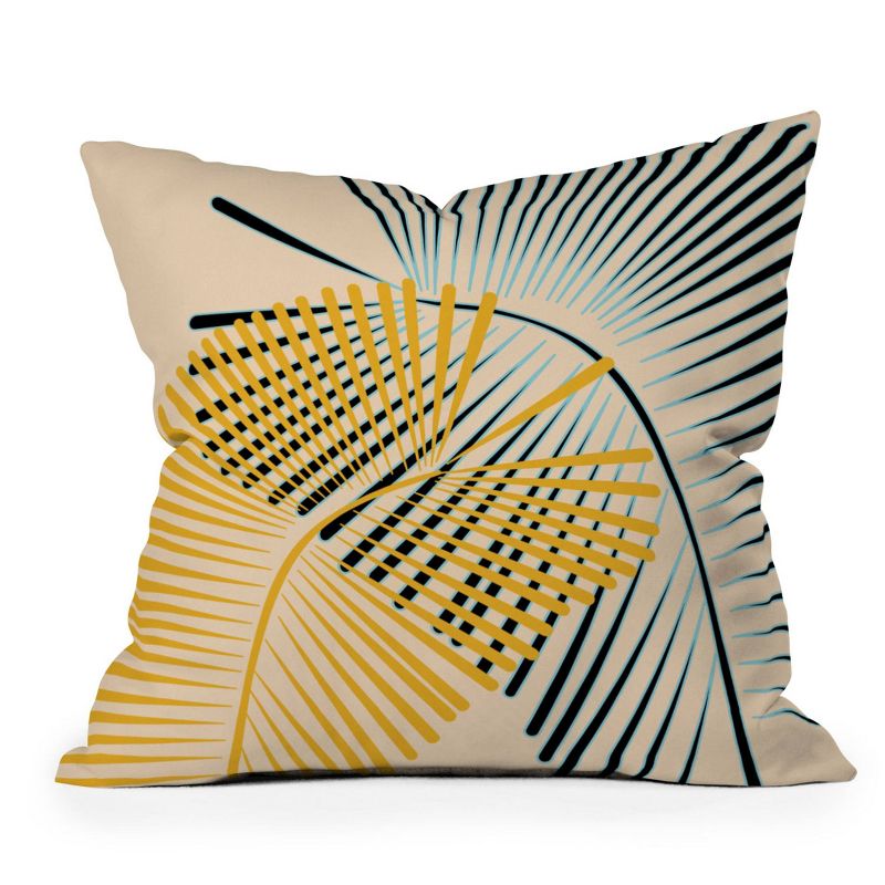 Mirimo Two Palm Leaves Outdoor Throw Pillow Yellow/Cream - Deny Designs, 1 of 5